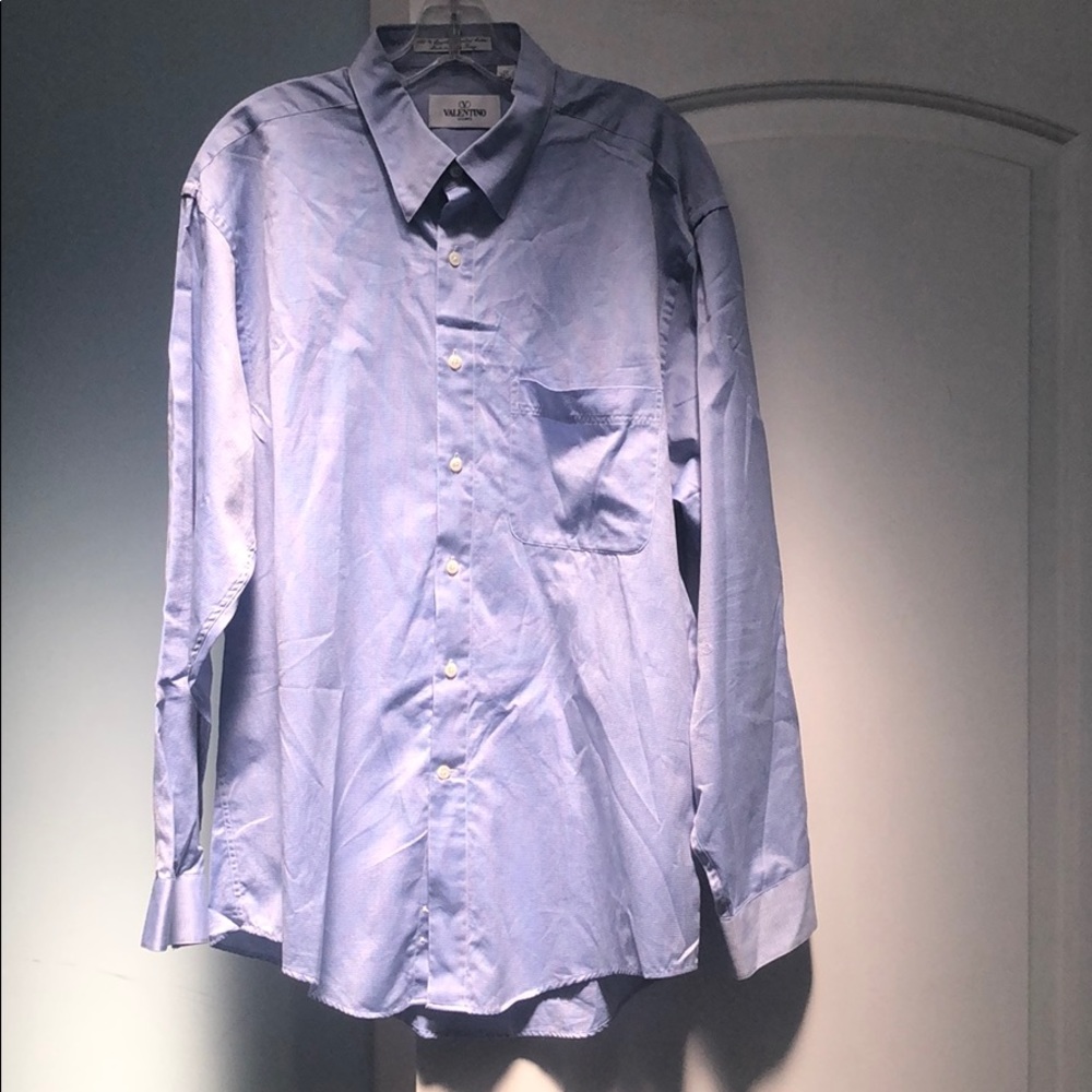 Valentino Uomo button blue down shirt sz 17